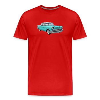 Vintage US Automobile Illustration - Männer Premium Bio T-Shirt - Rot - Vorne - Damien (186cm)