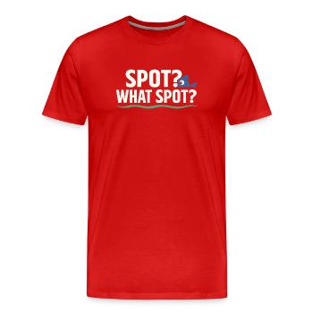 Geheimes Angelplatz – Frag Nicht Nach - Männer Premium Bio T-Shirt - Rot - Vorne - Damien (186cm)