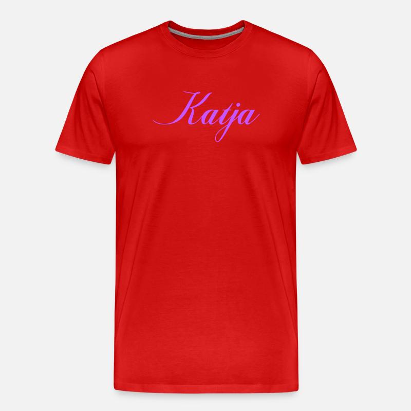 Name Katja im Lavendel Script - Männer Premium Bio T-Shirt - Rot