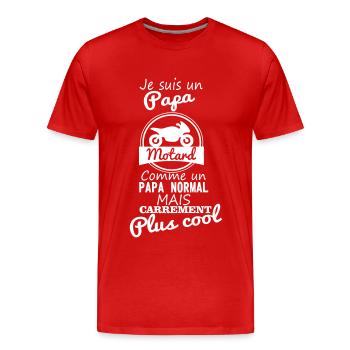 Papa motard - cadeau père moto - T-shirt bio Premium Homme - rouge - Devant - Damien (186cm)