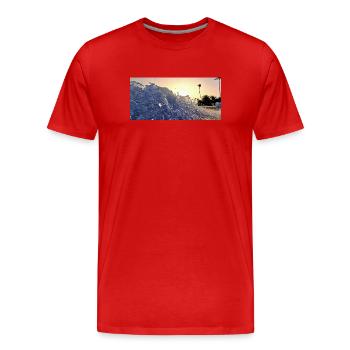 Vague de Plage Nocturne - T-shirt bio Premium Homme - rouge - Devant - Damien (186cm)