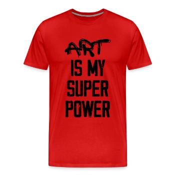 Art Is My Super Power - Funny - T-shirt bio Premium Homme - rouge - Devant - Damien (186cm)