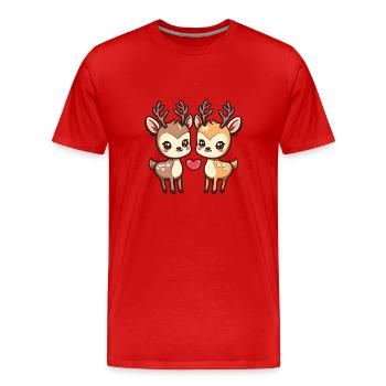 Hirsch Paar Liebe Valentinstag - Männer Premium Bio T-Shirt - Rot - Vorne - Damien (186cm)