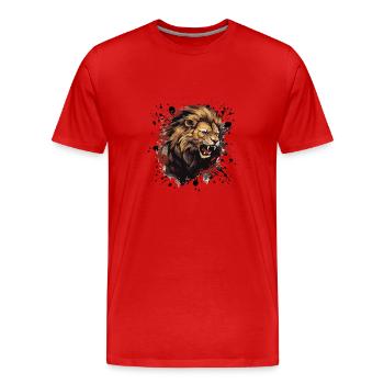 Tête de Lion Symbole Animal Tête de Lion - T-shirt bio Premium Homme - rouge - Devant - Damien (186cm)