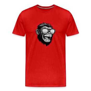 Portrait Tête De Singe Drôle - T-shirt bio Premium Homme - rouge - Devant - Damien (186cm)