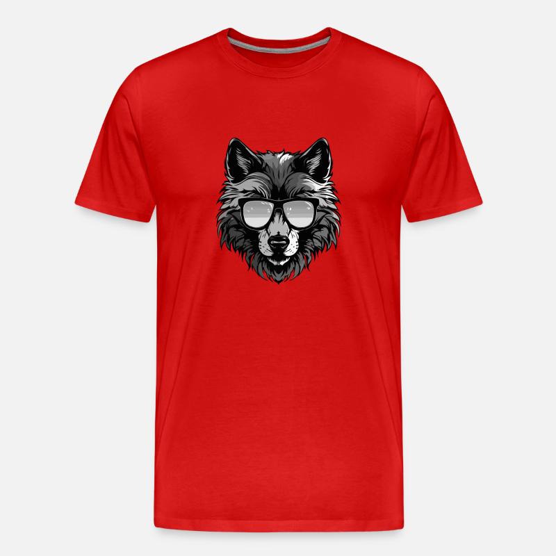 Wolf Kopf Porträt Cool - Männer Premium Bio T-Shirt - Rot
