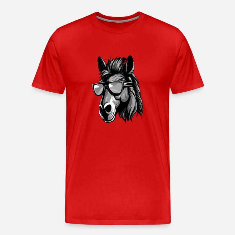 Pferd Kopf Porträt Cool - Männer Premium Bio T-Shirt - Rot