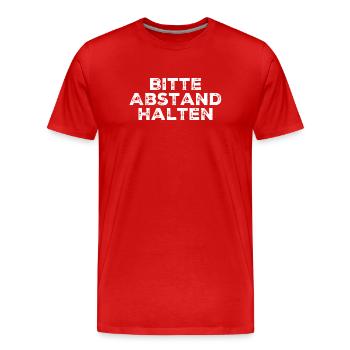 Please keep your distance - Men's Premium Organic T-Shirt - red - Front - Damien (186cm)