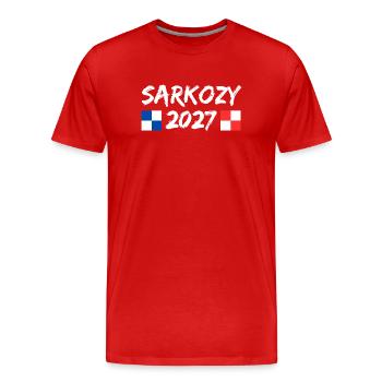 Sarkozy 2027 Humour Politique élections  - T-shirt bio Premium Homme - rouge - Devant - Damien (186cm)