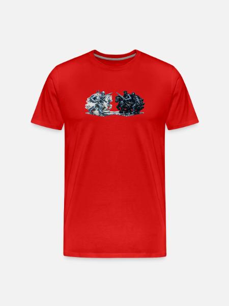 Black vs White Knights Fight - Men's Premium Organic T-Shirt - red