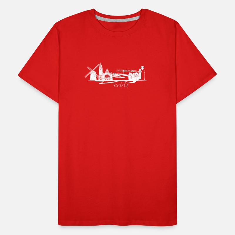 Skyline de Krefeld avec moulin à vent T-shirt bio Premium Homme