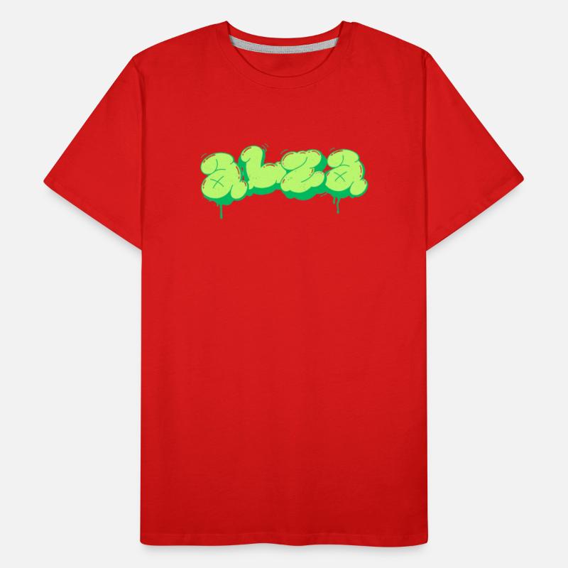 Conception de style graffiti vert vif T-shirt bio Premium Homme