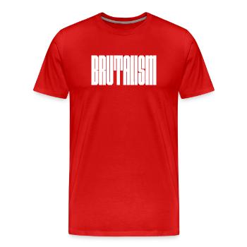 Bold Brutalism logo design - Men's Premium Organic T-Shirt - red - Front - Damien (186cm)