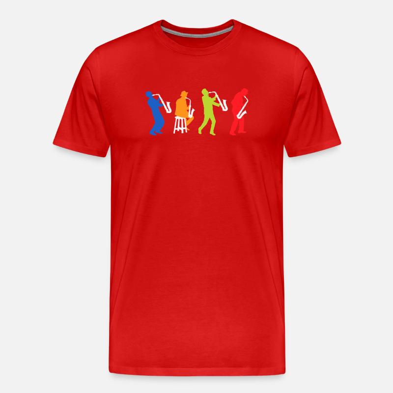 Retro Saxophonspieler Saxophonist - Männer Premium Bio T-Shirt - Rot