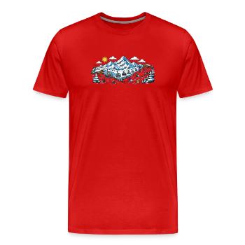 Gondelbahn Wintersport Ski Resort - Männer Premium Bio T-Shirt - Rot - Vorne - Damien (186cm)