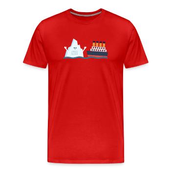 Titanic Lustige Titanic und Berg Free Hug Parodie - Männer Premium Bio T-Shirt - Rot - Vorne - Damien (186cm)