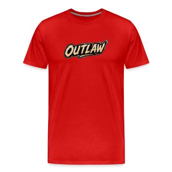 Lettrage hors-la-loi style Far West - T-shirt bio Premium Homme - rouge - Devant - Damien (186cm)