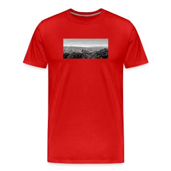 Panorama urbain avec montagnes - T-shirt bio Premium Homme - rouge - Devant - Damien (186cm)