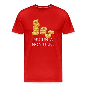 geld stinkt nicht latein weiss - Männer Premium Bio T-Shirt - Rot - Vorne - Damien (186cm)