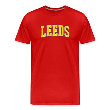 Lettrage du Leeds College - T-shirt bio Premium Homme - rouge - Devant - Damien (186cm)