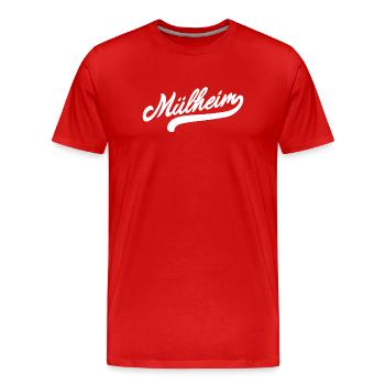Mülheim Retro - Männer Premium Bio T-Shirt - Rot - Vorne - Damien (186cm)