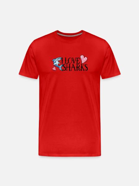 I Love Sharks Bold Print - Men's Premium Organic T-Shirt - red