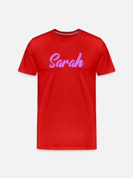 Sarah Name Font Print - Men's Premium Organic T-Shirt - red