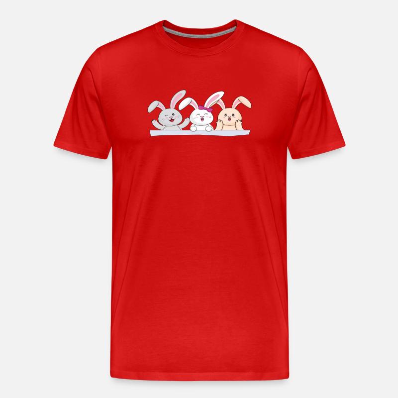 Fröhliches Hasen Trio - Männer Premium Bio T-Shirt - Rot