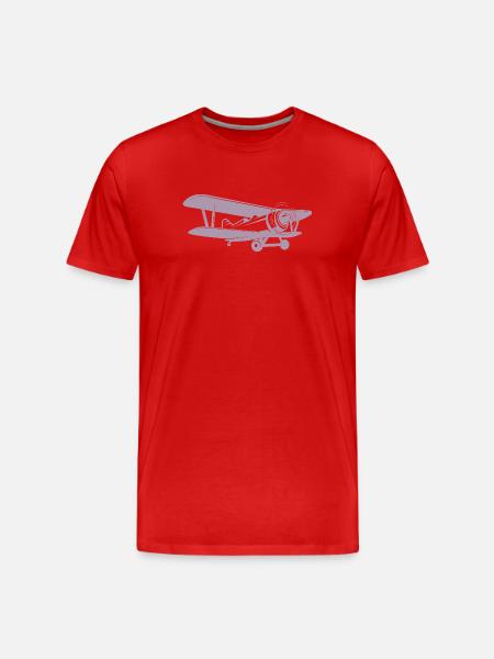 Biplane Pilot Retro Minimalist - Men's Premium Organic T-Shirt - red