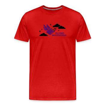 Fliegendes Buch Vogel Lesen - Männer Premium Bio T-Shirt - Rot - Vorne - Damien (186cm)