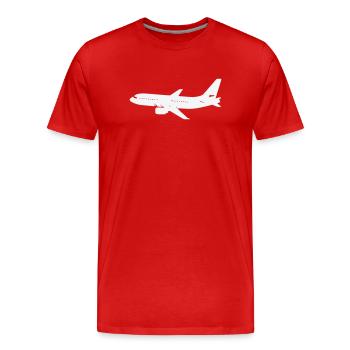 Silhouette d’avion sur fond blanc - T-shirt bio Premium Homme - rouge - Devant - Damien (186cm)