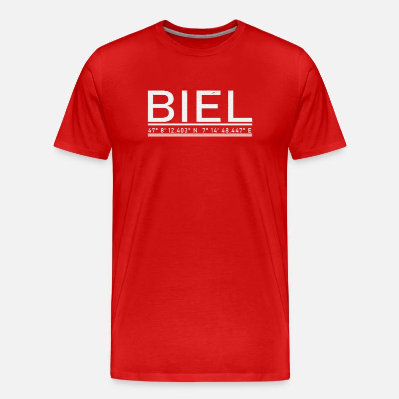 Coordonnées Bienne - T-shirt bio Premium Homme - rouge
