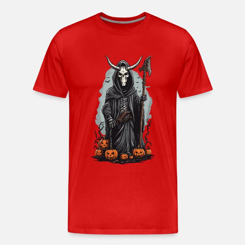 Sensenmann Halloween Dämonischer Druide Design - Männer Premium Bio T-Shirt - Rot