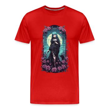 Anime Gothic Girl Magische Viktorianische Ästhet - Männer Premium Bio T-Shirt - Rot - Vorne - Damien (186cm)