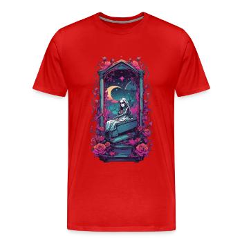 Neon Gothic Cemetery Occult Design - Men's Premium Organic T-Shirt - red - Front - Damien (186cm)