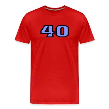 40. 40 ANS. 40e ANNIVERSAIRE. ANNIVERSAIRE 40 ANS. - T-shirt bio Premium Homme - rouge - Devant - Damien (186cm)