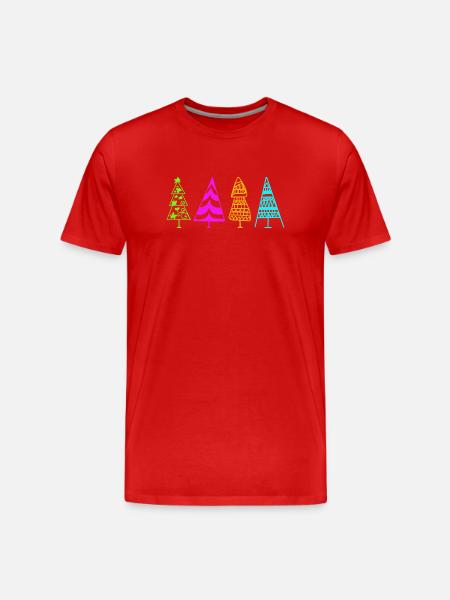Bunte Weihnachtsbaum-Illustration - Männer Premium Bio T-Shirt - Rot