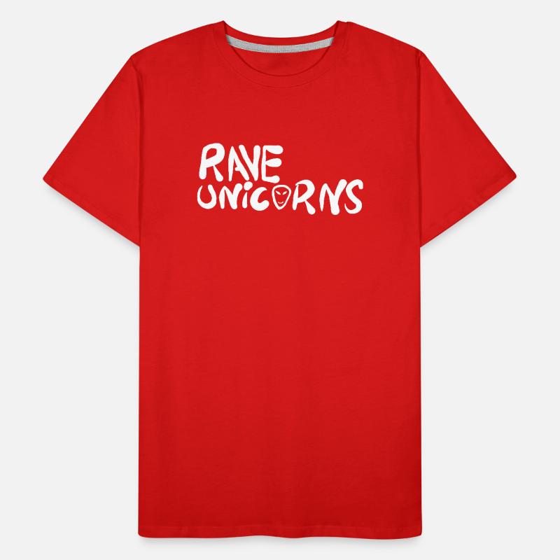 Rave Unicorns Logo Text White Männer Premium Bio T-Shirt