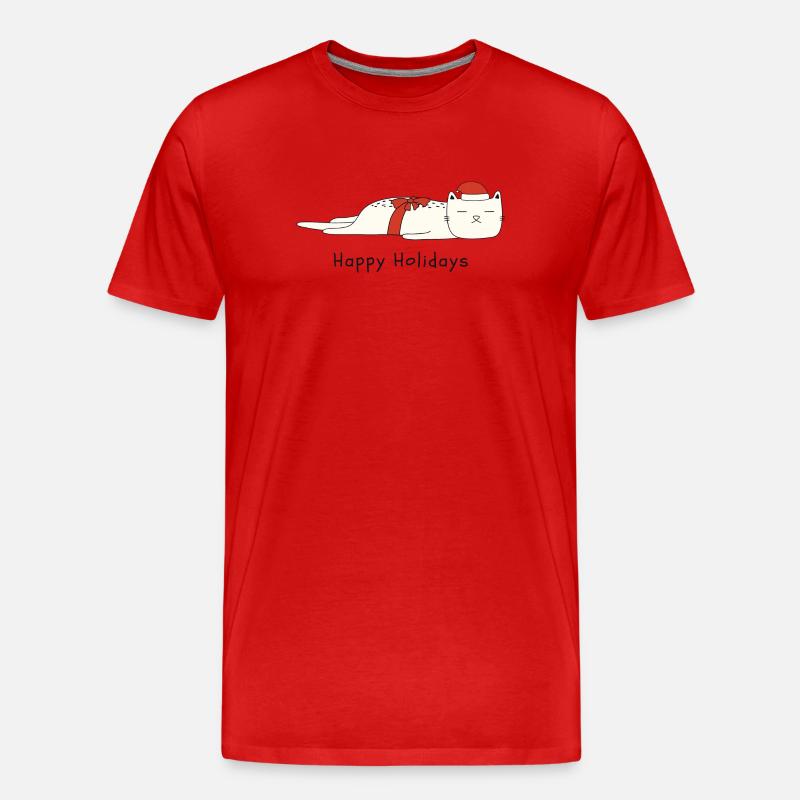 Lustige Katze Weihnachten - Männer Premium Bio T-Shirt - Rot