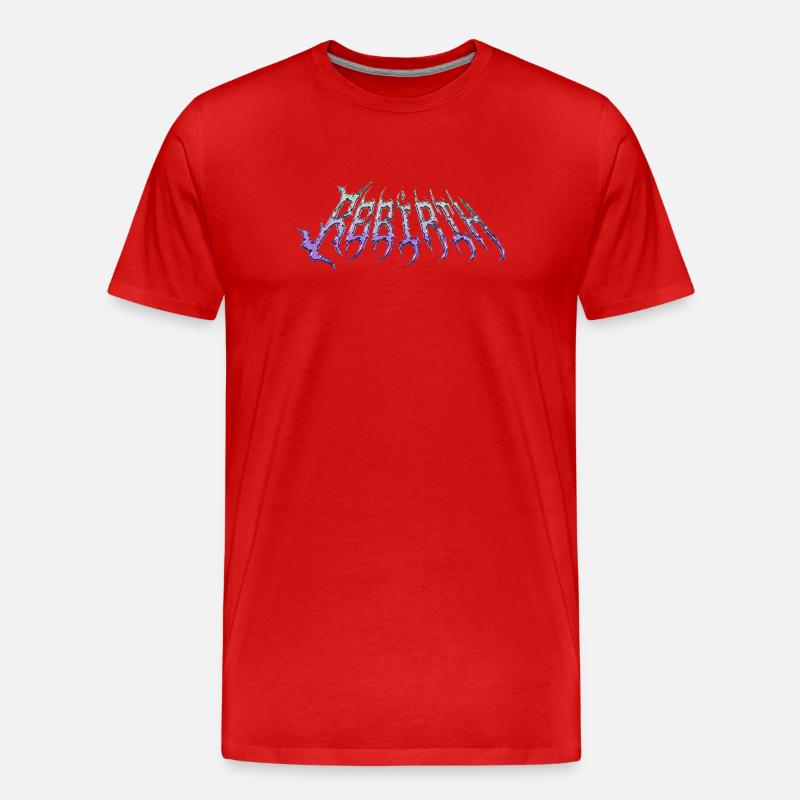 Rebirth – kaltmetallischer Chromtext - Männer Premium Bio T-Shirt - Rot