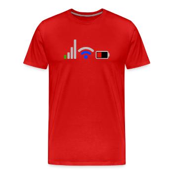 Tech-Signal- und Batterie-WLAN-Netzwerk-Icons - Männer Premium Bio T-Shirt - Rot - Vorne - Damien (186cm)