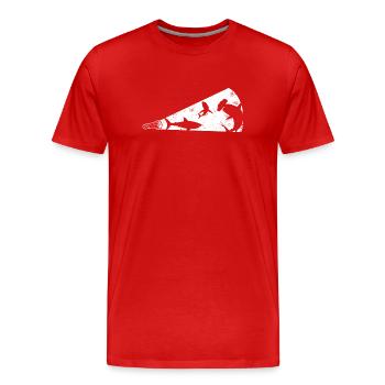 Mégaphone silhouette de requin - T-shirt bio Premium Homme - rouge - Devant - Damien (186cm)