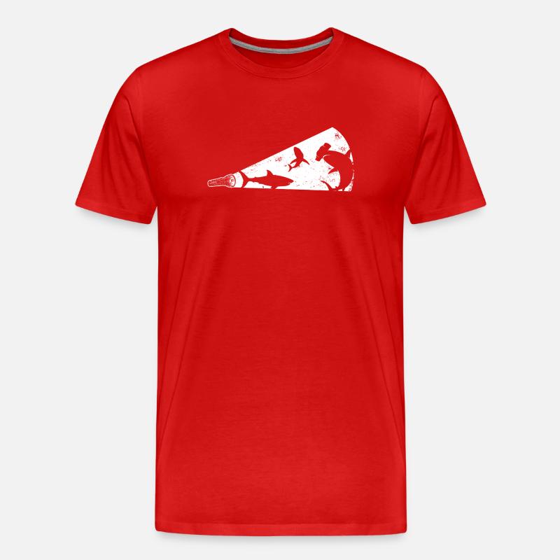 Hai-Silhouette-Megafon - Männer Premium Bio T-Shirt - Rot