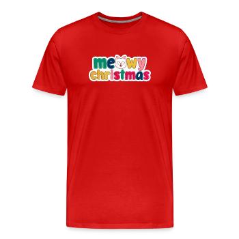 Noël chat - Noël miaulé - T-shirt bio Premium Homme - rouge - Devant - Damien (186cm)