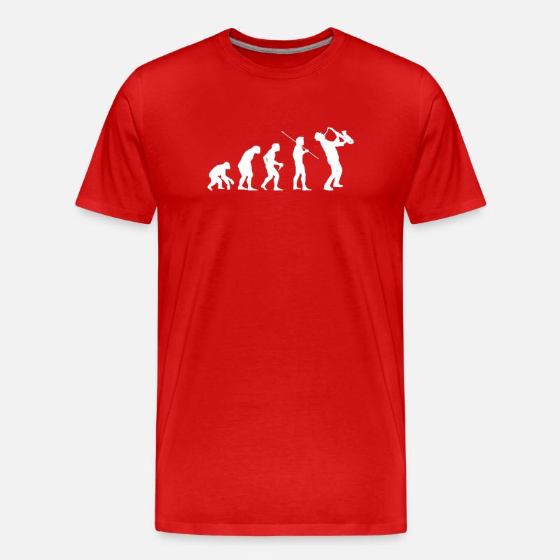Evolution zum Saxophonist Musik Geschenk - Männer Premium Bio T-Shirt - Rot