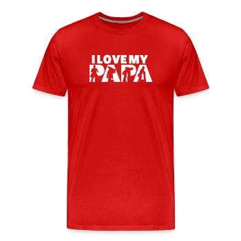 Echte Männer nageln oben lustiger Dachdecker-Slogan - Männer Premium Bio T-Shirt - Rot - Vorne - Damien (186cm)