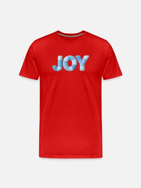 Blue Patchwork Joy Lettering - Men's Premium Organic T-Shirt - red
