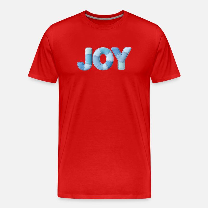 Lettrage Joyeuse en patchwork bleu - T-shirt bio Premium Homme - rouge