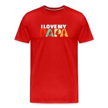 Papa Firefighter Vintage Hero Silhouette - Männer Premium Bio T-Shirt - Rot - Vorne - Damien (186cm)