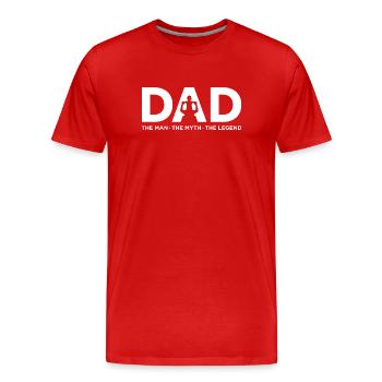 Papa-Symbol: Fettes Silhouetten-Emblem - Männer Premium Bio T-Shirt - Rot - Vorne - Damien (186cm)